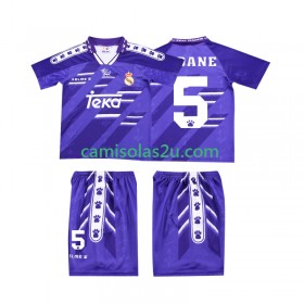 Camisolas de futebol Real Madrid ZIDANE 5 Retro Criança Equipamento Alternativa 1994 1996 Manga Curta